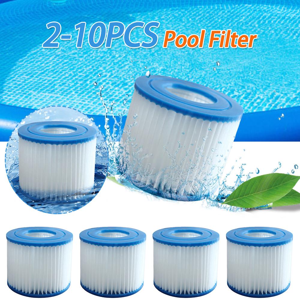 2-10PCS Type VI Hot Tub Filter Soft Rubber Ends Spa Filter Cartridge Reusable Pool Filter Replacement for Above Ground Pools