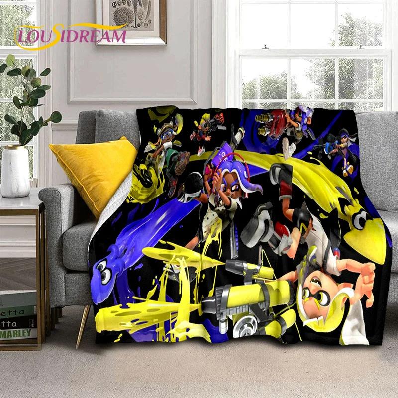 Splatoon3 PC Gamer Cartoon Game Soft Blankets,Keep Warm Throw Blanket Comfortable Blanket for Picnic Beds Sofa Home Bedroom Gift
