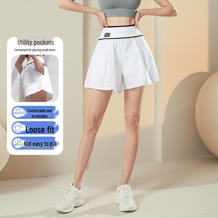 Women's High-Waist Quick-Dry Slimming Yoga Shorts - Loose Fit, Anti-Exposure, Faux Layer Fitness Pants