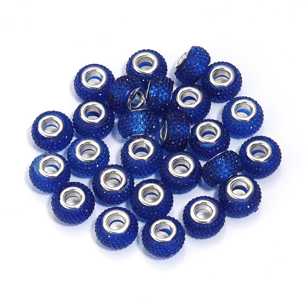 20Pcs 14×9mm Crystal Diamond Resin Beads Plated Colorful Large Hole Beads For Jewelry Making Accessories Diy Bracelet Earrings