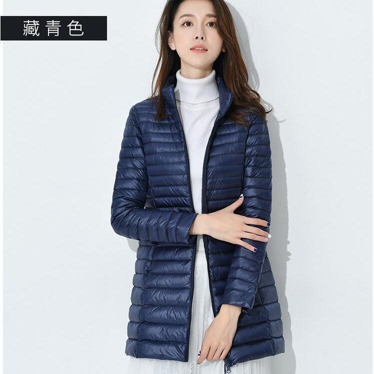 Down jacket women's winter medium and long light and thin white duck down warm and thin fashion slim jacket