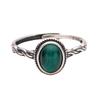S925 Sterling Silver Natural Malachite Opal Color Treasure Ring Women'S Personality Retro Thai Silver Twist Striped Ring