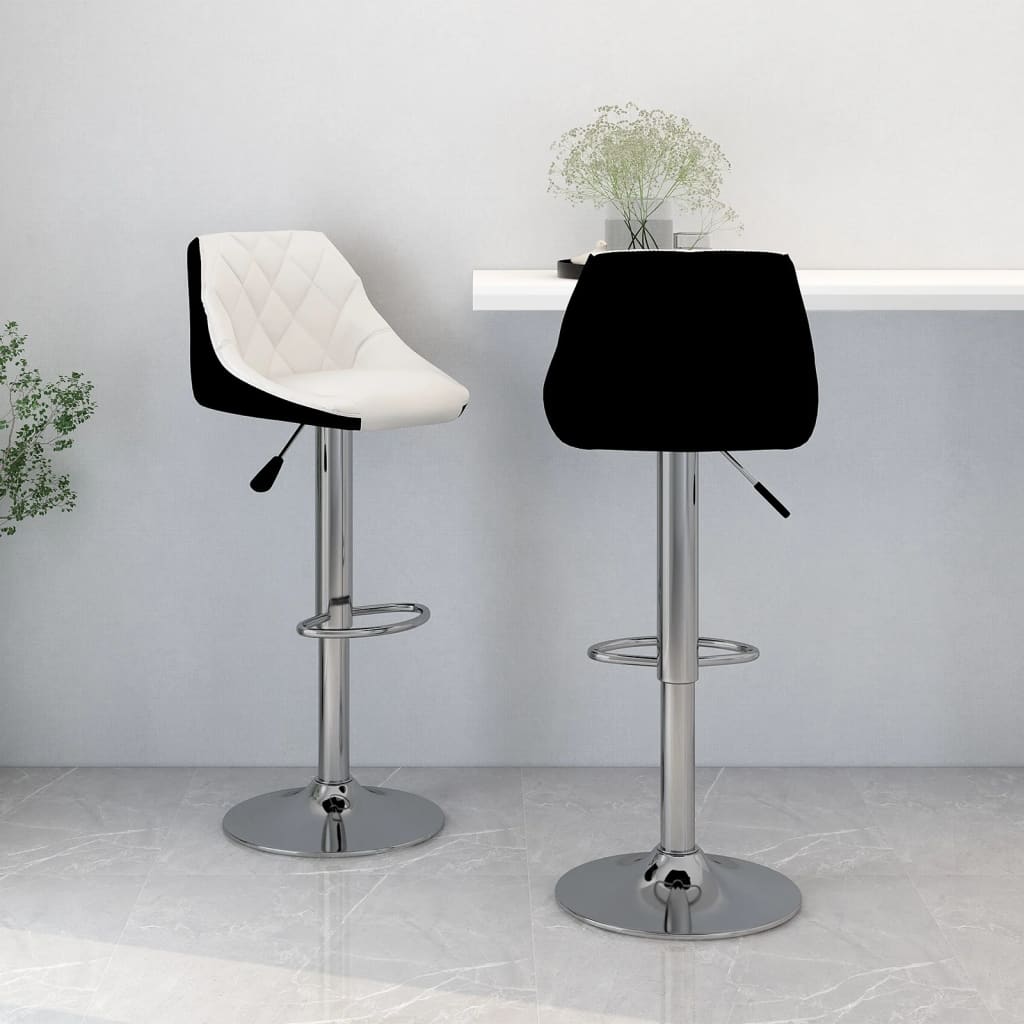 Bar Stool Set 2 Pcs White and Black Faux Leather