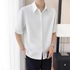Men's Rolled-Cuff Half-Sleeve Shirt - Lightweight Wrinkle-Resistant Fabric, Versatile Fit for Daily & Occasion Wear