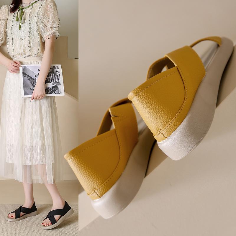 

Легкие босоножки с открытым носком, женские летние, с перекрестными ремешками, больших размеров, женская обувь на плоской подошве, удобные, с перекрестными ремешками 42 жёлтый
