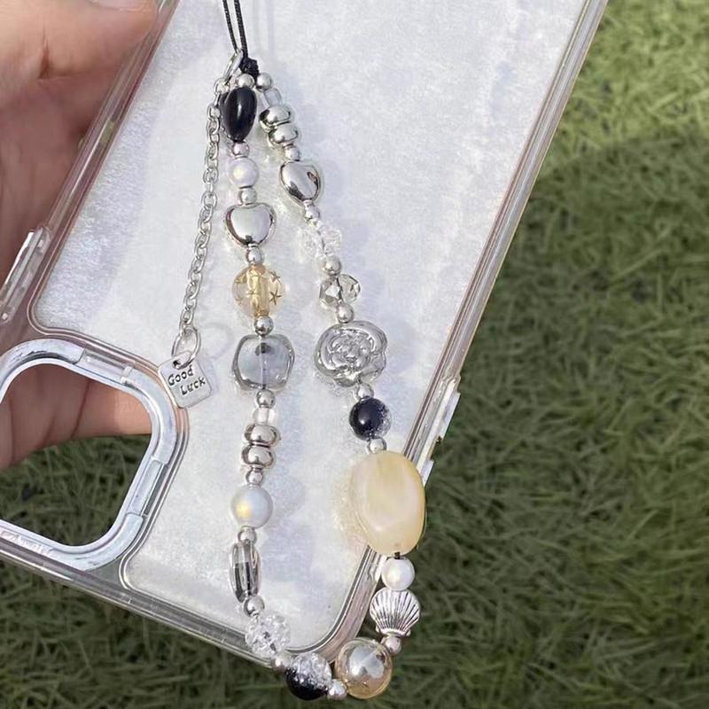 Y2K Heart Flower Beaded Phone Strap Charm Lanyard Anti Loss Keychain For Airpods Coase Ccd Pendant