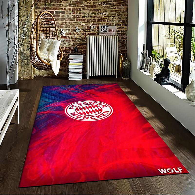 "FC Bayern Munich Logo Carpet, Red and Blue Abstract Design Mat" Suitable for use as an anti-slip for living room bedroom sofas