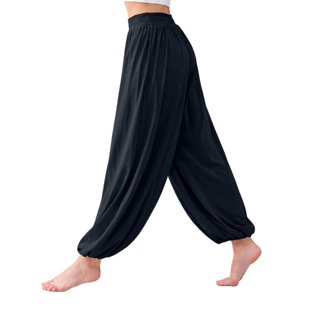 Women's Loose Fit Harem Pants Summer Casual Yoga Trousers Lightweight Breathable Wide Leg Beach Pants with Elastic Waistband