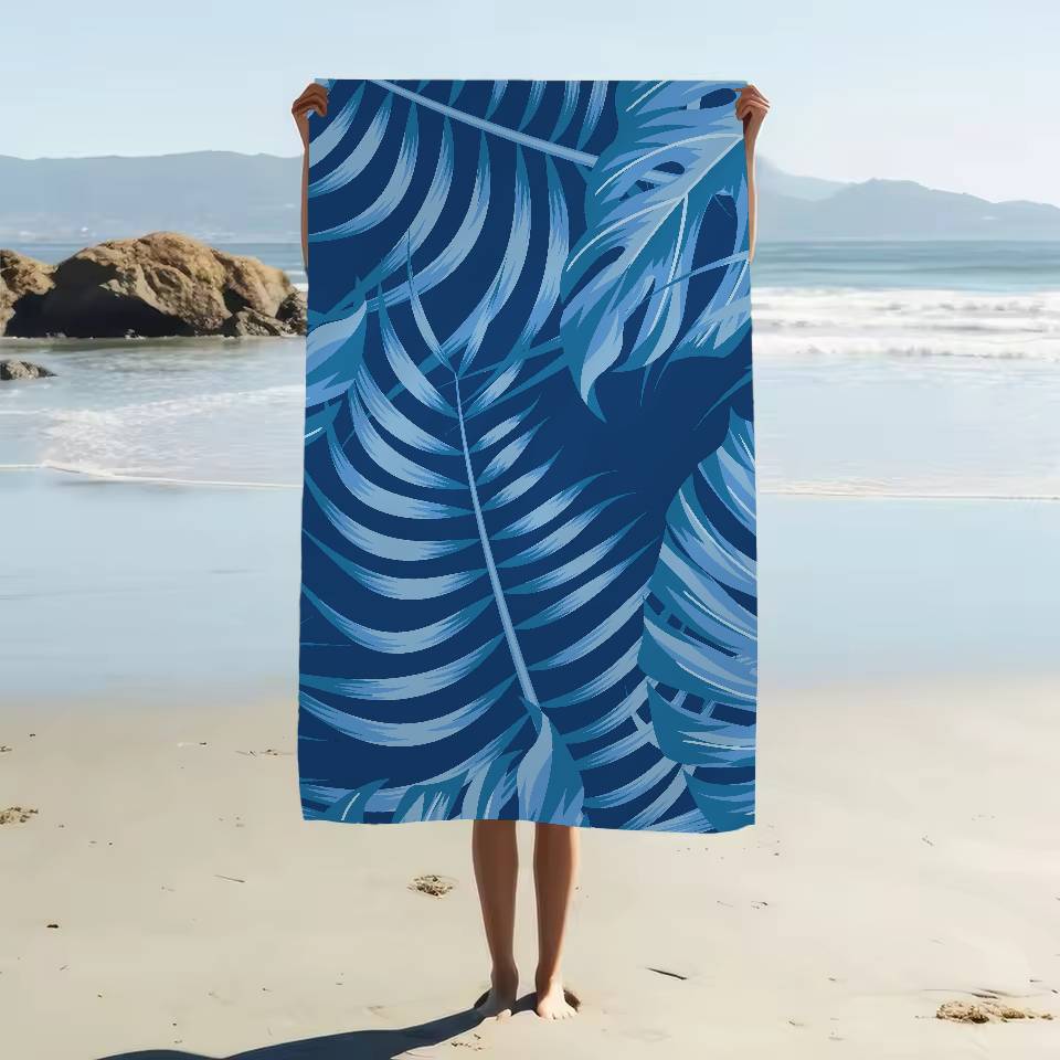 Tropisk Plante Mønster Print Mikrofiber Strandhåndklæde Absorberende Hurtigtørrende Blødt Yoga Svømning Ferie Bjergbestigning Håndklæde