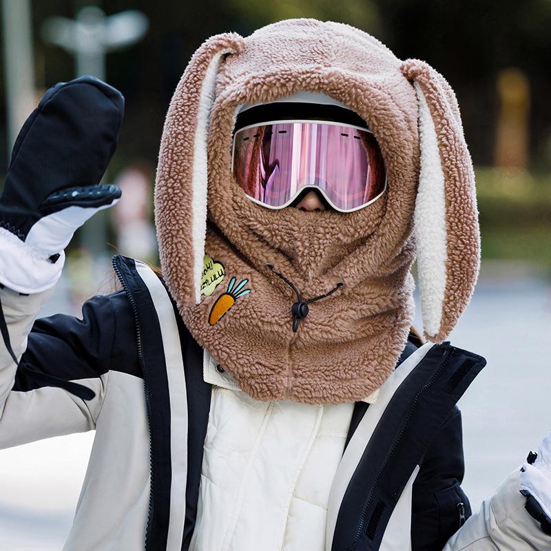 

Adorable Bear Hat with Built-in Ear Protection for Autumn/Winter Cycling & Skiing - Warm, Plush, and Pullover Style Helmet One Size