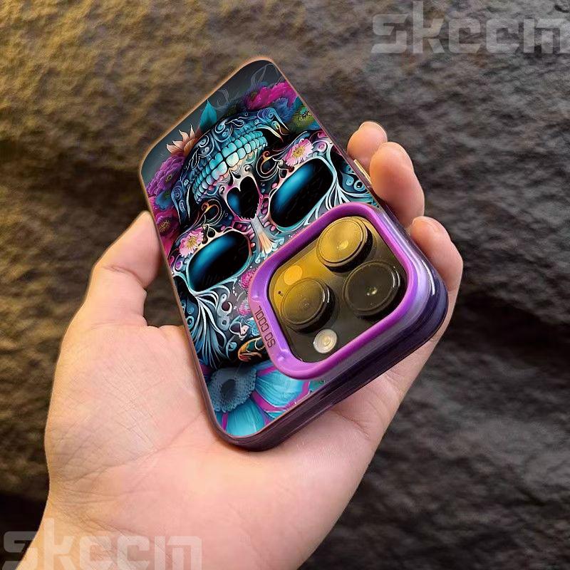 Halloween Colorful Skull Pumpkin Ghost Bat Pattern Phone Case For iPhone 17 16 Pro Max 15 Pro 14 13 12 11 7 8 Plus X XS XR Cover