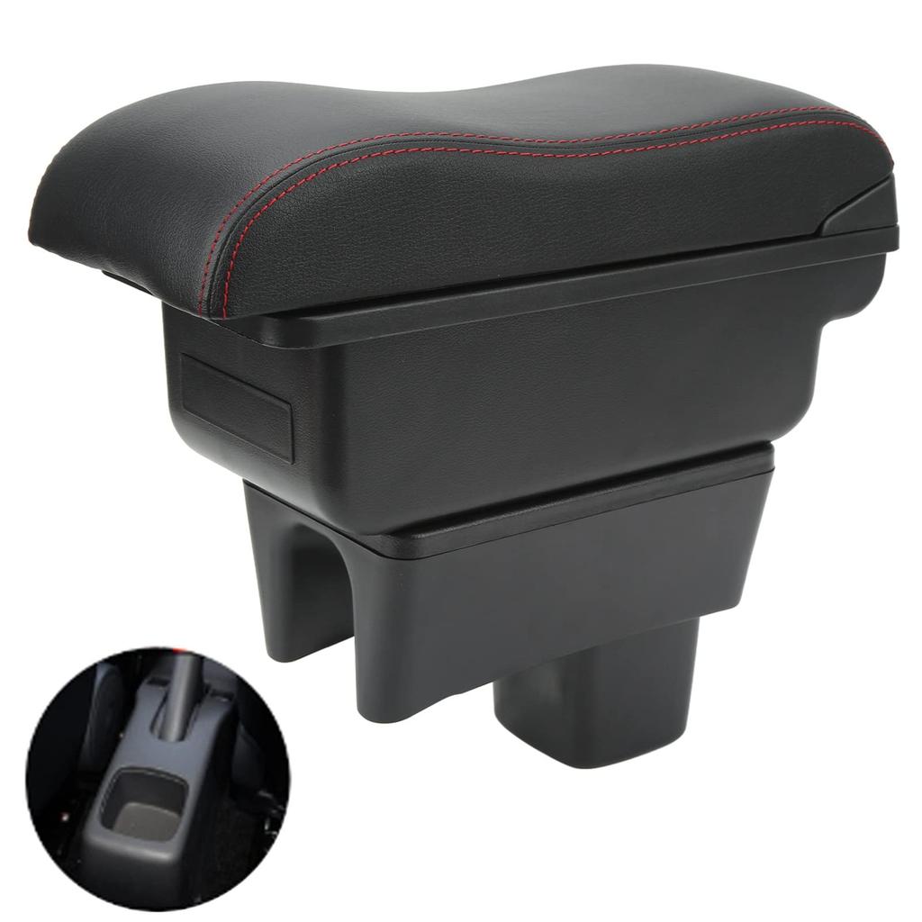 Auto-Mittelkonsolen-Armlehnenbox für Suzuki Swift (2005-2021), Großes Fassungsvermögen, Sanfte Haptik, Schwarze Oberfläche mit roten Linien