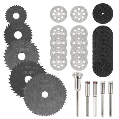 30Pcs Mini Circular Saw Blade Set Sanding Grinding Wheel Cutting Disc for Dremel Accessories Metal Cutting Rotary Tools