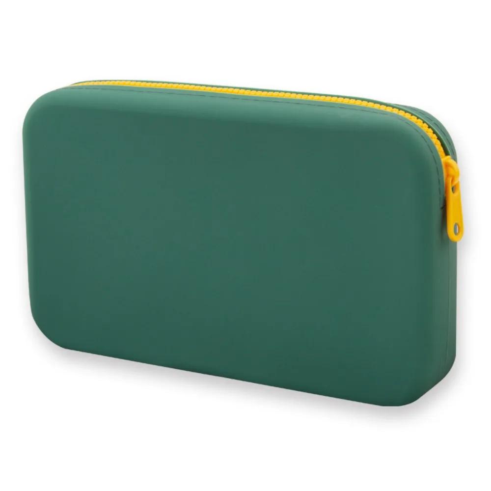 Storage Pouch Square Cosmetic Storage Bag Silicone Waterproof Makeup Pouch Large Capacity with Zipper Makeup Brush Holder