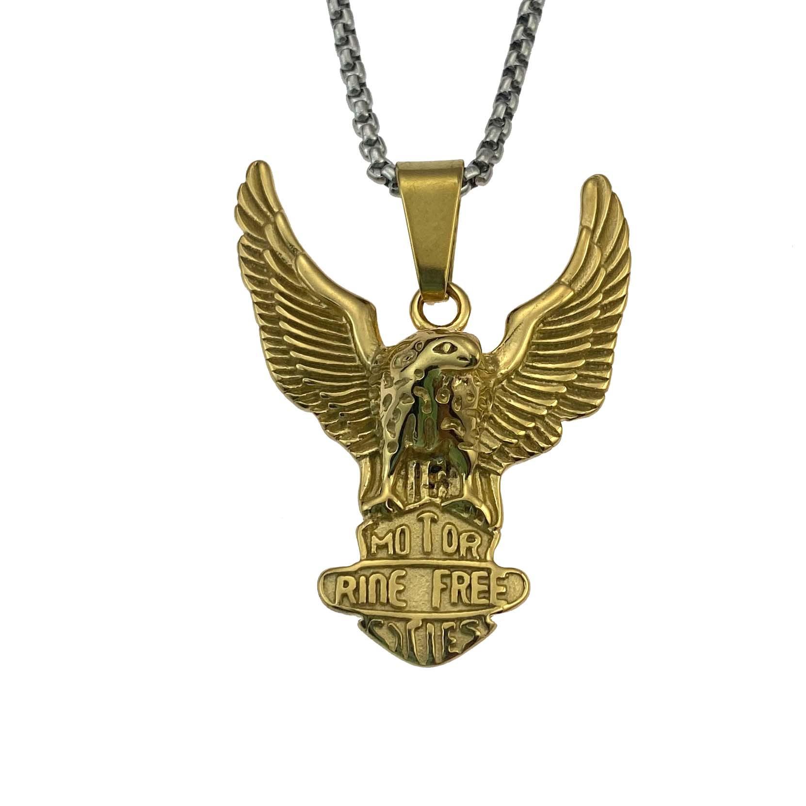 

Винтажный бесплатный логотип орла орел расправляющий крылья кулон из нержавеющей стали простое ожерелье из титановой стали ювелирные изделия свитер цепь