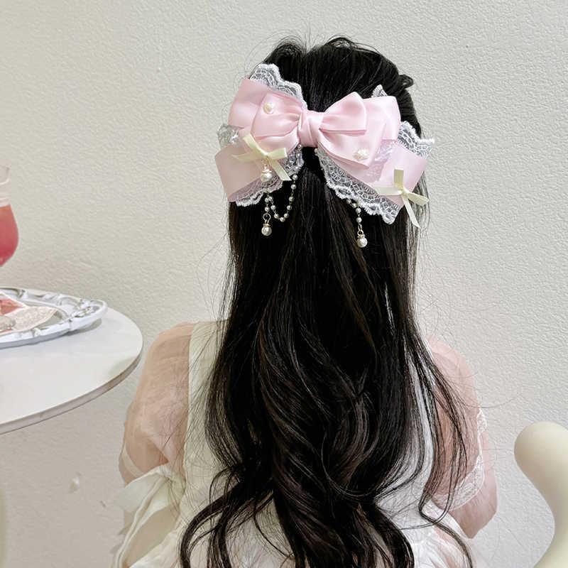 Cute Baby Bows Hair Clip For Kids Girls Solid Color Hairpins Barrettes Handmade Headwear Hair Accessories Princess Lolita Hair Clamp