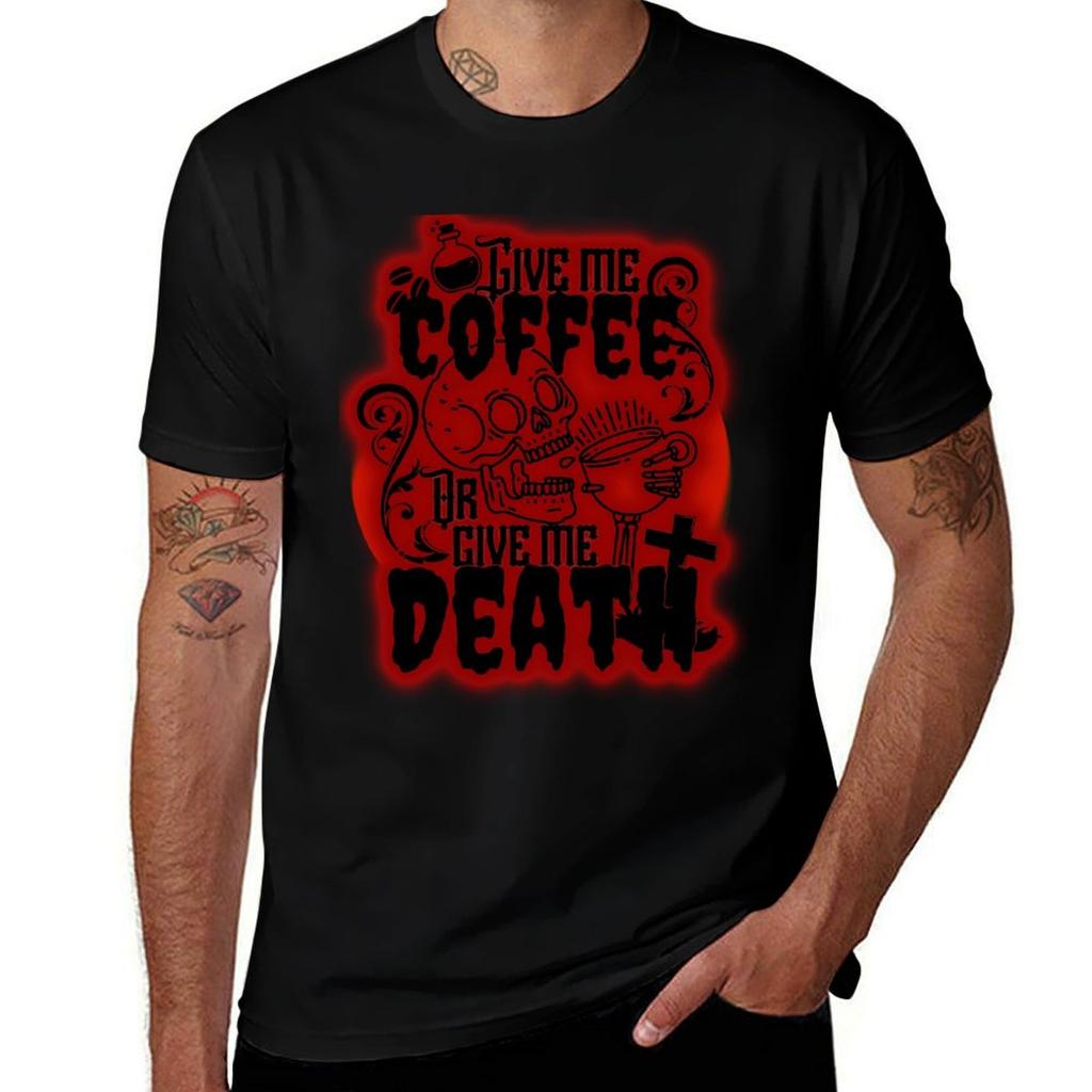 Give Me Coffee Or Give Me Death Red Glow Tshirt Outdoor Working Tshirt