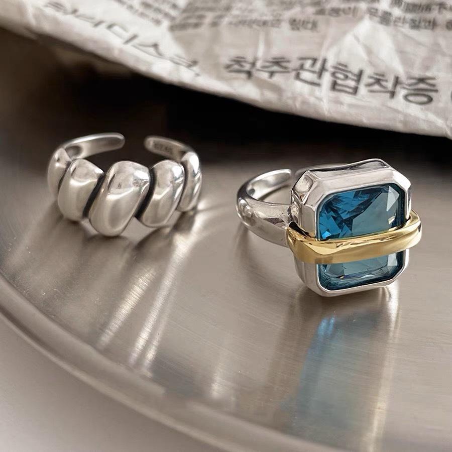 Chao Xiaobai 925 Sterling Silver Vintage Knit Adjustable Ring for Women - Cold Style Niche Design