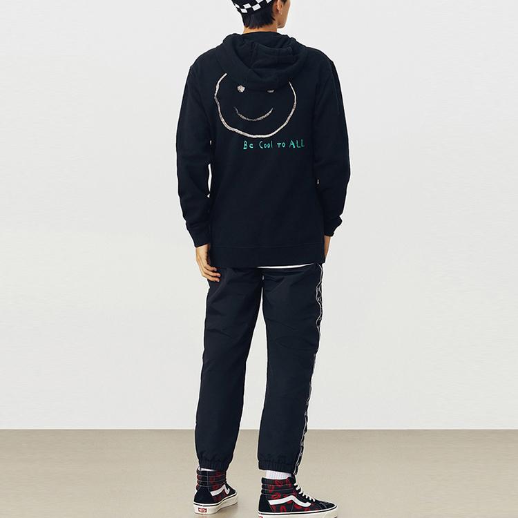 Vans X Chris Johanson Collaboration Smiley Face Sports Casual Hoodie Men Hoodies Black VN0A5EBK0VB