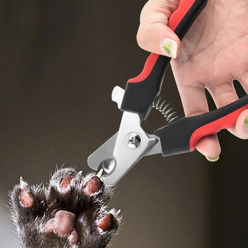Professional Pet Nail Clipper Set for Dogs & Cats - Ergonomic, Labor-Saving Design with Safety Rounded Tip, Includes Red-Handled Clippers and Metal