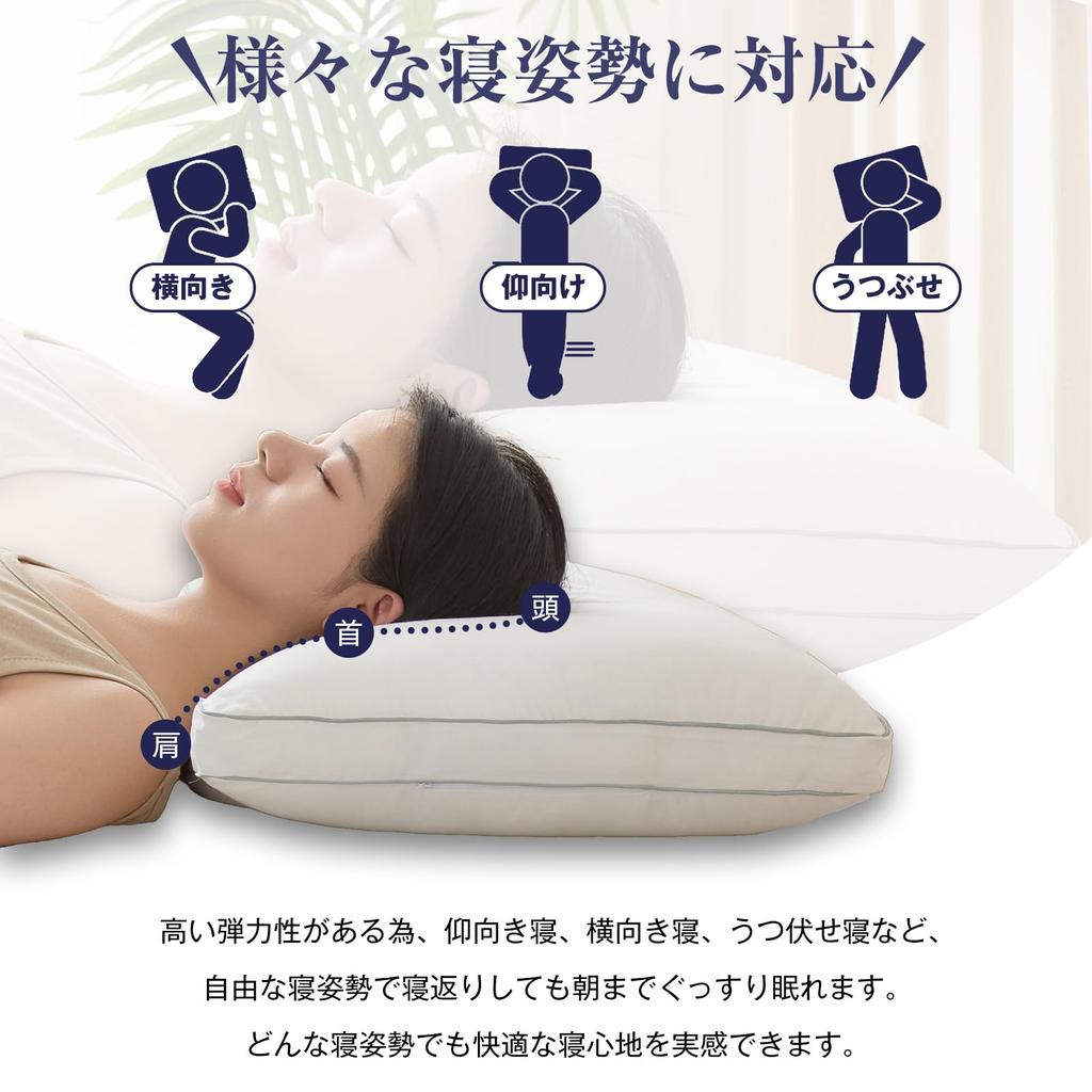 Fuwawa Hotel-Quality Pillow, Approx. 63 X 43 X 20 Cm [High X Low Height Adjustable] High-Resilience Pillow [SEK], Odor-Resistant, 3D Structure, Soft