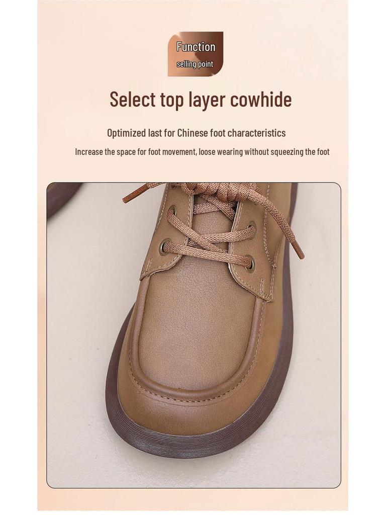Genuine Leather Non-Slip Soft Sole Loafers for Middle-Aged & Elderly Women - Casual Spring & Autumn Style