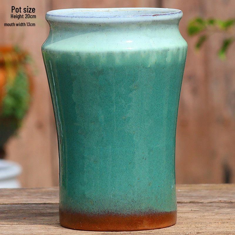 Vaso per Succulente in Ceramica Grezza Fatto a Mano - Fioriera Orchidea Intagliata con Ampia Bocca