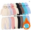 Winter Children Fleece Outfits Toddler Warm Thicken Cotton Soild Hoodies+Pants Tracksuit Kids Boy Girl Sweatsuits Sets