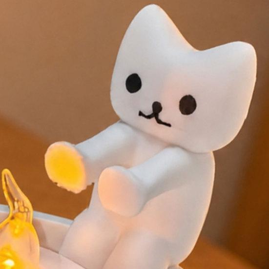 Cute Cat Candle Holder 3D Printed Tealight Candle Holder White Kitten Candle Light