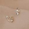 Japanese & Korean Silver Floral Geometric Clip-On Earrings for Non-Pierced Ears - Painless Silicone All-Match Design