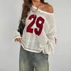 Women's Fashion Casual Street Trend Digital Printing V-Neck Long Sleeve Knit Top