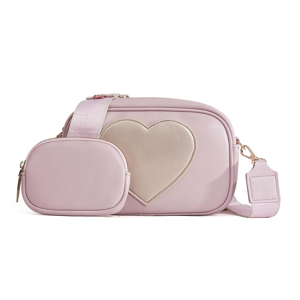 Fashi Heart Pattern Leather Bag Color Block Women Crossbody Bag Mini Portable Coin Purse Card Holder For Woman Daily Use