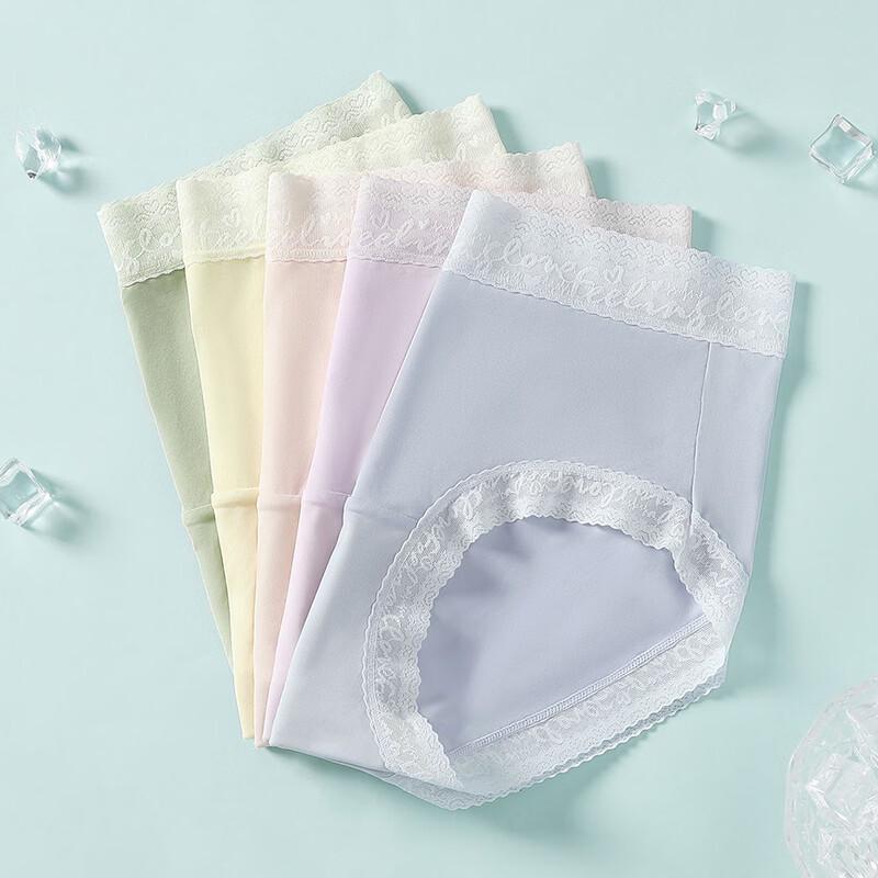 Fenteng Women's Silk Blend Lace Trim Panties 5-Pack