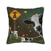 Pillow Case  Retro UFO Kidnapped Cow  Soft Pillow Cover  Retro Trendy Cushion Cover Graphic Pillowcases For Sofa Home Decorative