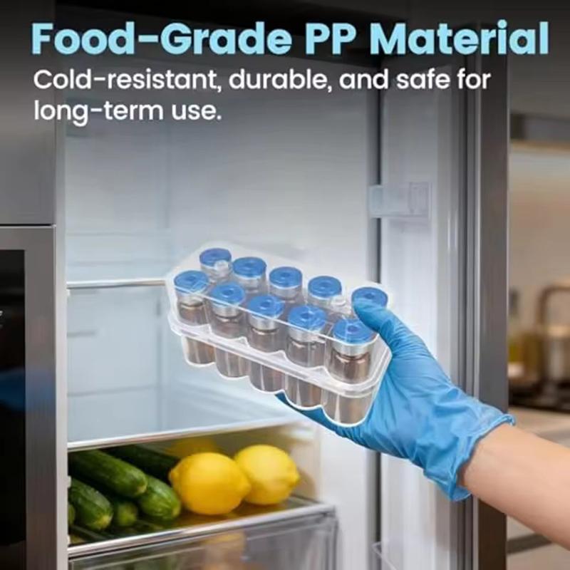 10Pcs 3Ml/5Ml 10-Slot Vial Storage Case Plastic Clear Microtube Storage Box Stackable Freezer Tube Box Diabetic Supplies