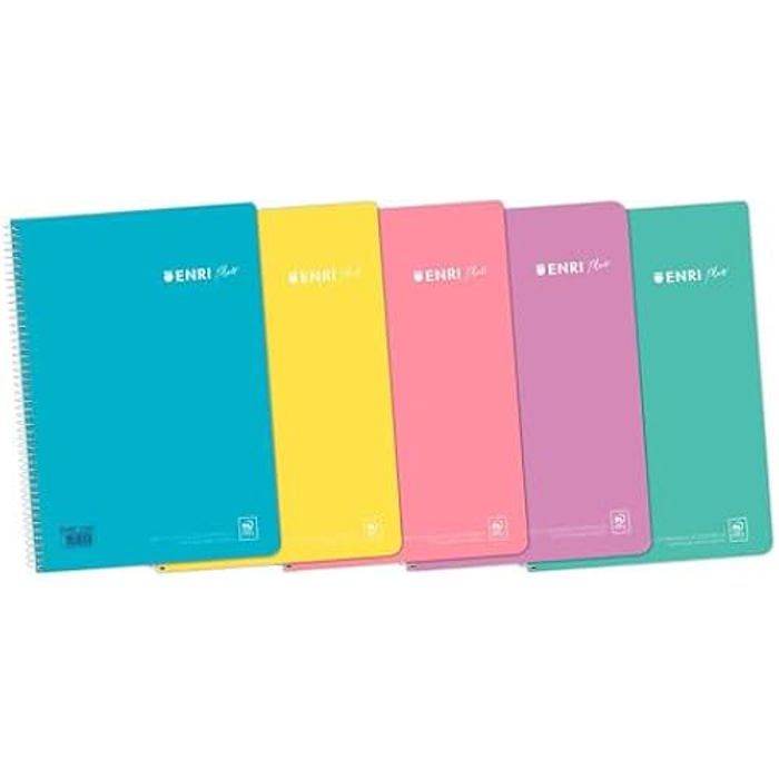 Cahier - ENRI - Pastel - DIN A4 - 80 feuilles - Multicolore - Lot de 5 unités