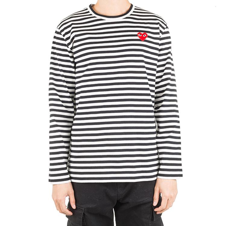 CDG Play T Shirts Men's Crew Neck Moderate Straight Fit AZ-T164-051-1