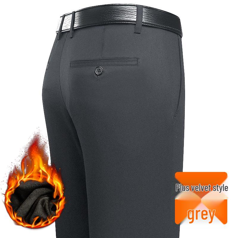 Thickened Winter Trousers: Casual Dress Pants for Middle-Aged Men