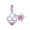 925  Silver January-December Birthday Stone Love Zircon Pendant Bead Fit Charms Necklace Bracelet Women Jewelry DIY Gift