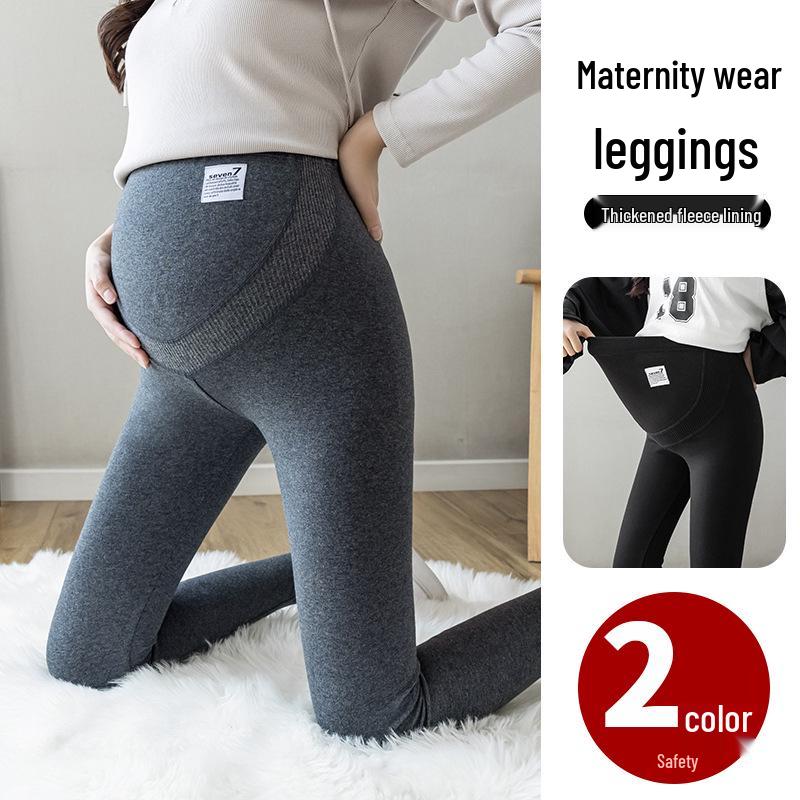 Maternity Leggings: Cotton Nine-Point Pants with Belly Support, Plus Size, Spring/Autumn Style, Plus Velvet for Pregnant Women.