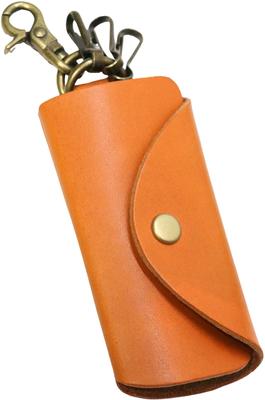 Bercute Camel Tochigi Leather Key Case for Men and Women, Compact, High-Quality, and Popular Brand, Made In Japan, Genuine Leather, 3-Ring Key Ring,