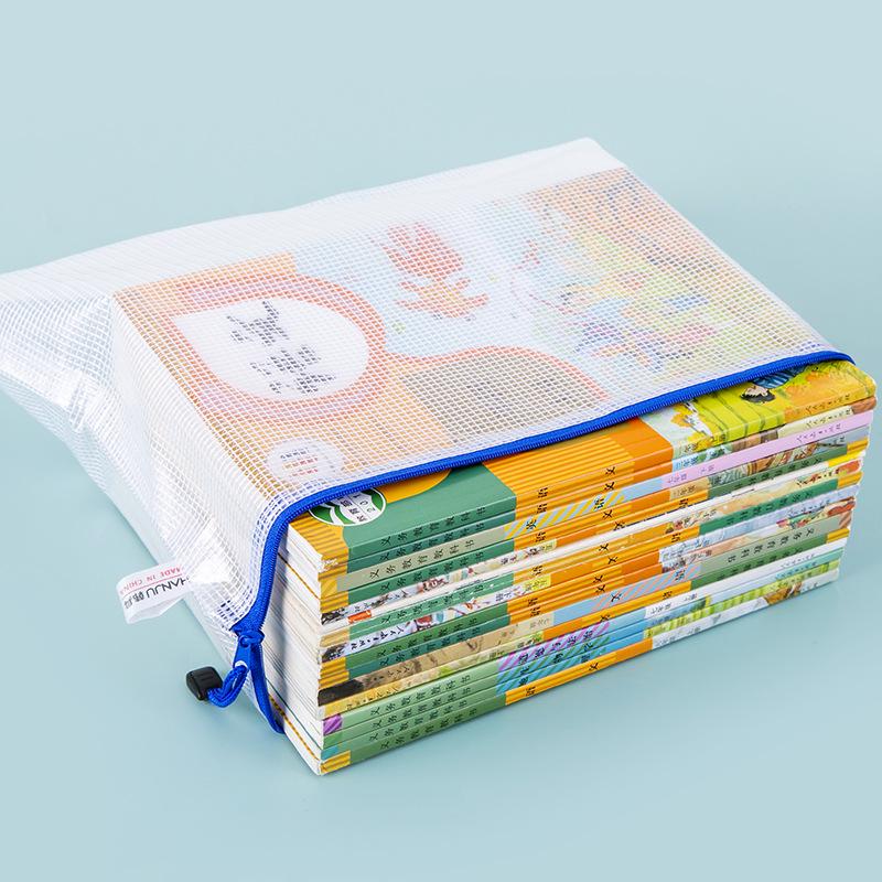 Pochette zippée imperméable en maille PVC style coréen - Disponible en tailles A3, B4, A4, B5, A5, A6 pour documents et factures