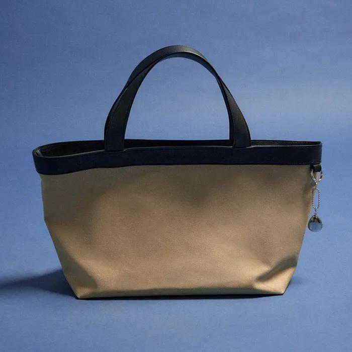 Toro Leather Handle Canvas Bag_beige