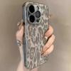 IPhone 16 15 14 Plus 13 12 11 Pro Max için Lüks Kaplama Leopar Dokulu Deri Kılıf Lens Korumalı Darbeye Dayanıklı Yumuşak Kapak Capa