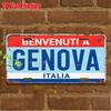 Panneau Métallique Vintage D Flatpc pour Décoration Uniquement Art Mural Extérieur ( ) BIENVENUE À GÊNES Panneau en Aluminium