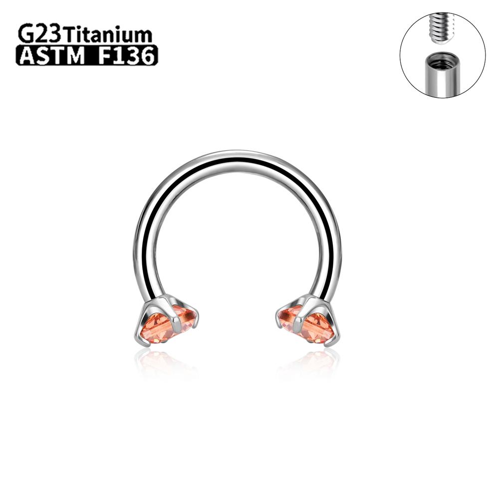 1/5/50Pcs G23 Titanium ASTM-F136 Piercings Nose Ring Internal Thread C Rod Zircon Body Jewelry For Women