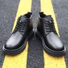 Martin Boots Men's British Style Mid-help Casual Leather Shoes Black Lace-up Tooling Shoes Autumn and Winter New Men's Velvet Shoes