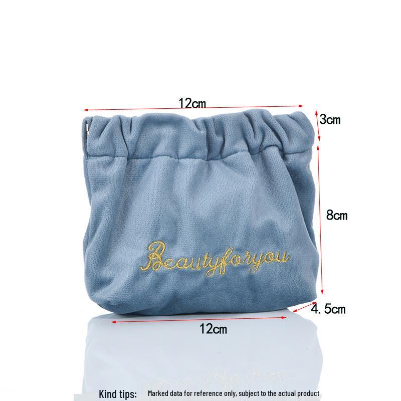 Velvet Embroidered Coin & Cable Holder - Snap Closure for Earphones, Mini Lipstick, and Accessories