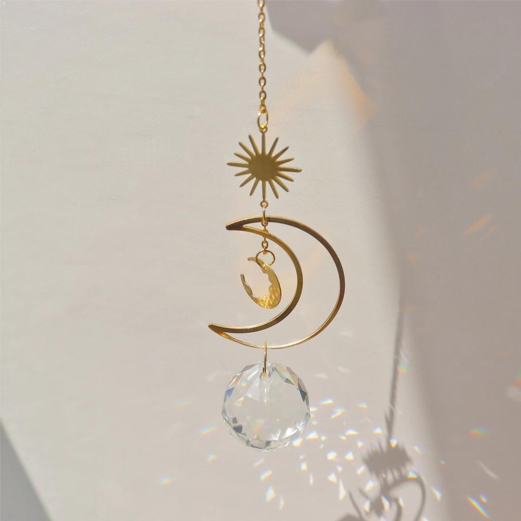 1 Piece, Colorful Metal Rainbow Star Moon Wind Chimes, Sun Catcher Outdoor Window Home Decoration Garden Car Pendant