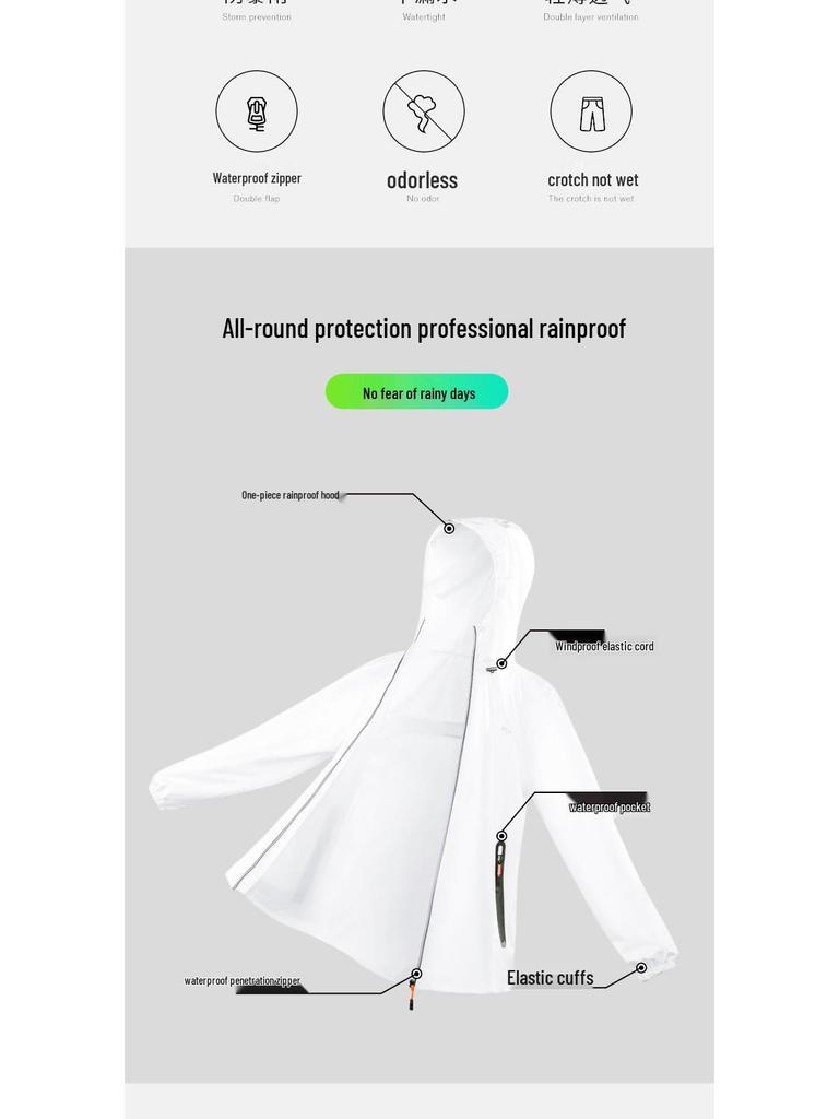 Lightweight Reflective Waterproof Raincoat Set for Riders